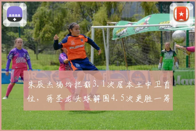 朱辰杰场均拦截3.1次居本土中卫首位,蒋圣龙头球解围4.5次更胜一筹